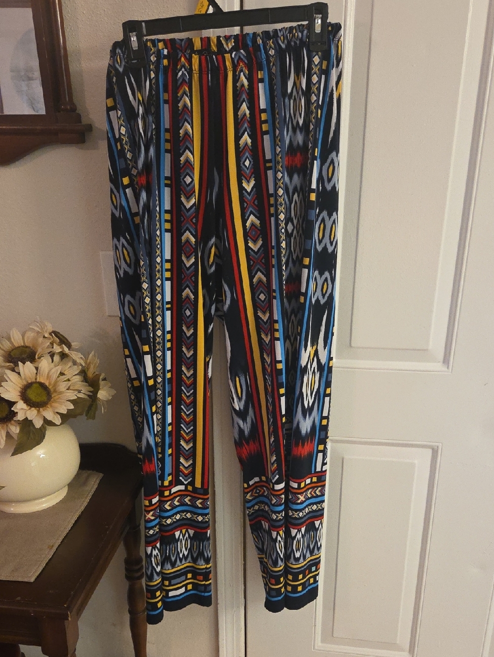 Melissa Paige Multicolor Geometric Elastic-Waist Wide-Leg Pants 1X
